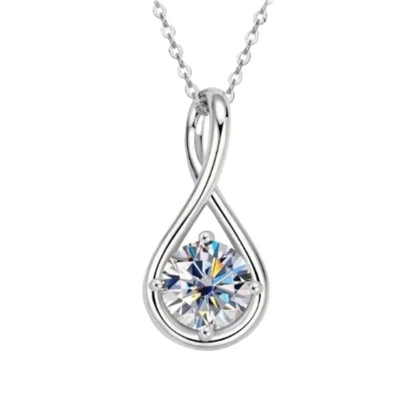 18k Gold Plated Solitaire 2 Carat Moissanite Elegant Teardrop Clavicle Necklace - Picture 1 of 3